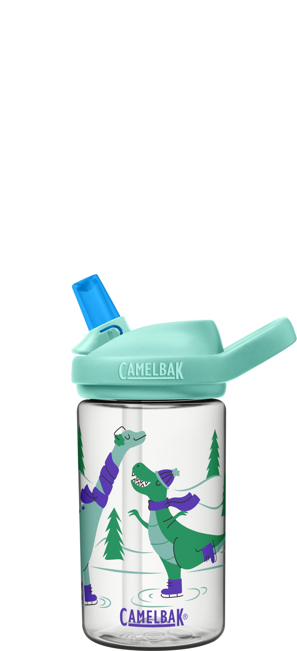 camelBak Eddy+ 14 oz Kids Water Bottle with Tritan Renew - Straw Top  Leak-Proof When closed  Ice Skating Dinos